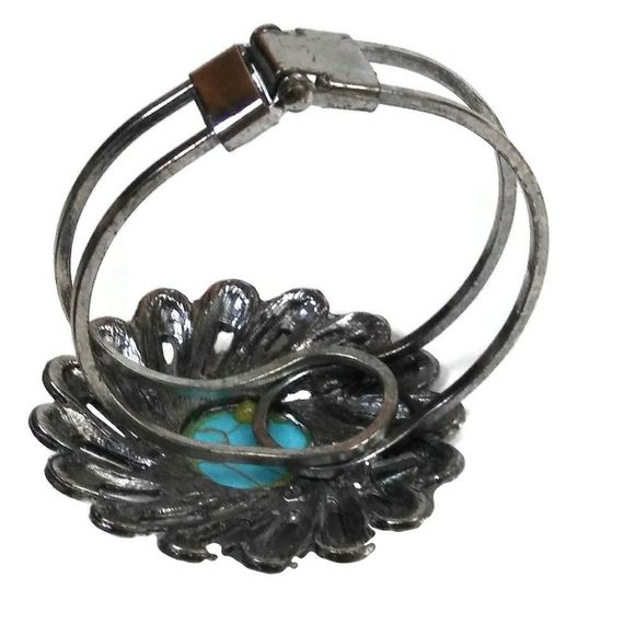 Bangle Blue Gem Adjustable Bracelet - Picture 3 of 3